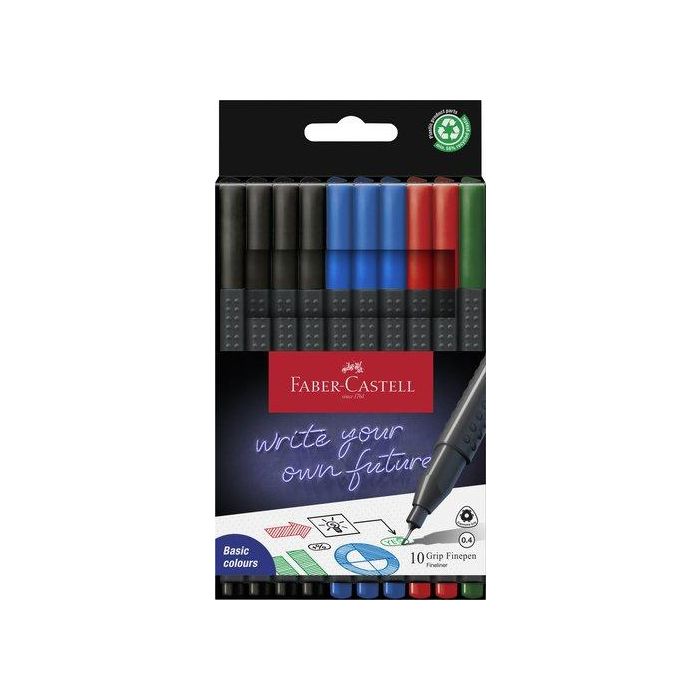 Rotulador Fibra Faber-Castell Grip Finepen 1516 Estuche De 10 (4 Col.)
