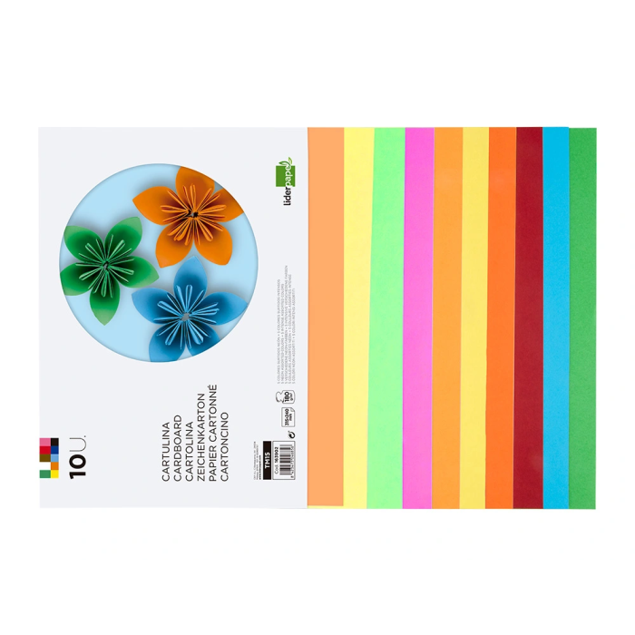 Liderpapel Bloc trabajos manuales cartulina 180 g/m² 240x315mm 10 hojas colores neon e intensos 2