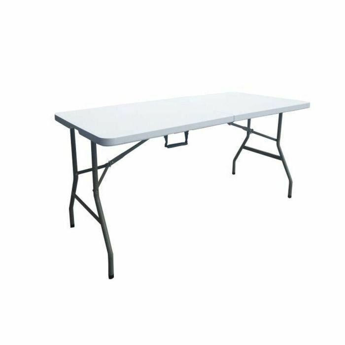 Mesa plegable de 150 cm para 6 personas, tubos de acero con recubrimiento en polvo, resistente a la intemperie, uso interior y exterior, soporta 110 kg Mesa plegable de 150 cm para 6 personas, tubos de acero con recubrimiento en polvo, resistente a la intemperie, uso interior y exterior, soporta 110 kg