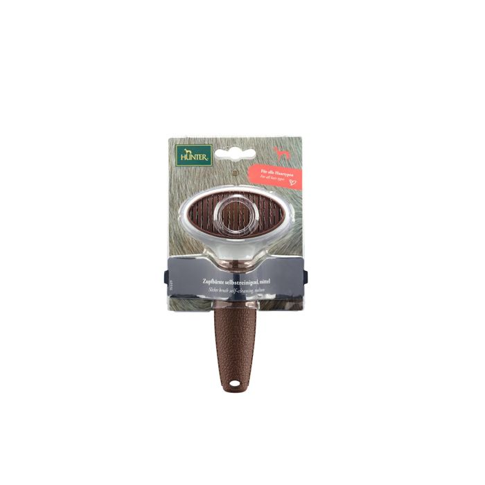 Hunter Cepillo para Cardar Autolimpiable Talla M para Perros, Elimina Pelo Muerto y Subpelo 5