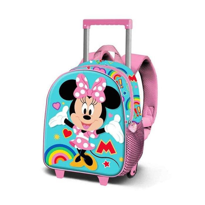 Mochila 3D con ruedas pequeña minnie mouse greet 26 x13 x34 cm Mochila 3D con ruedas pequeña minnie mouse greet 26 x13 x34 cm