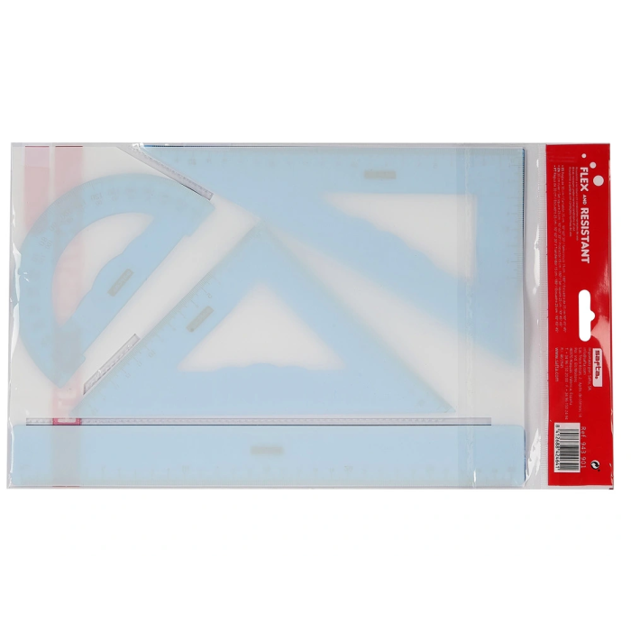 Safta Juego de Reglas Flexible Escuadra Cartabón con 3 Colores 5