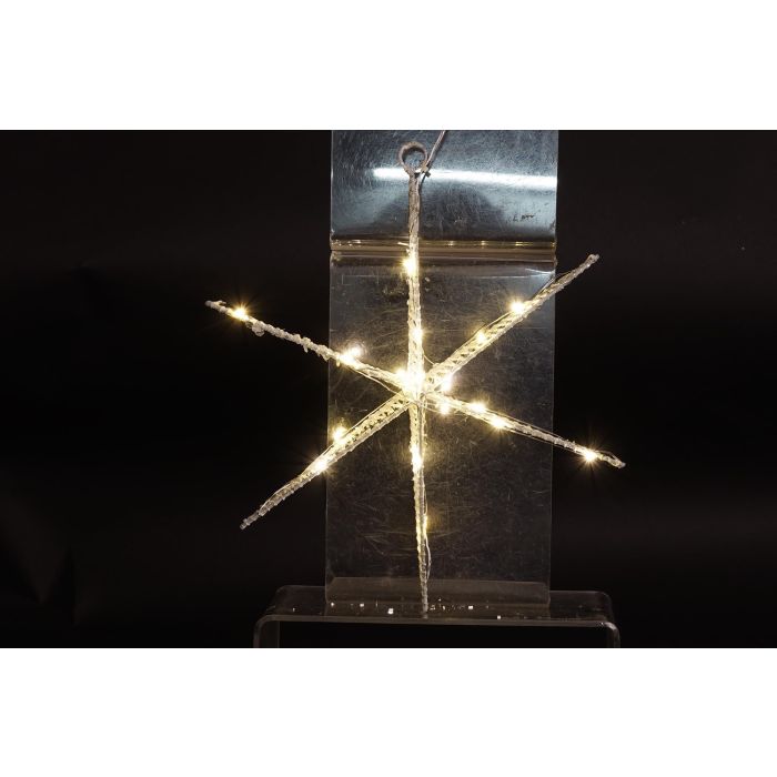 DKD Home Decor Decoración Luminosa de Navidad Moderna Estrella LED Blanco, Metal, 13x30x30 cm, 2 Unidades, para 3 Pilas AA 1
