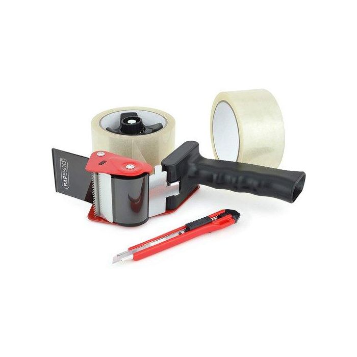 Maquina Precintar Rapesco 960 (Incluye 2 Rollos Transparente+Cuter)