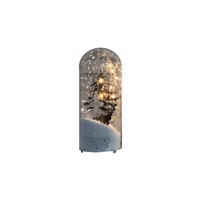 DKD Home Decor Árbol Decoración Luminosa Navidad Moderna LED de Cristal Blanco Gris 12x12x27 cm, Funciona con 3 Pilas AA, 2 Unidades
