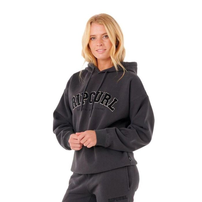 Sudadera con Capucha Mujer Rip Curl Varsity Hoodie Negro 2 Sudadera con Capucha Mujer Rip Curl Varsity Hoodie Negro 2