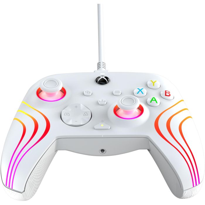 PDP Afterglow Wave Mando con cable para Xbox Series X|S, Xbox One y Windows 10/11, Gamepad Blanco con retroiluminación LED 16