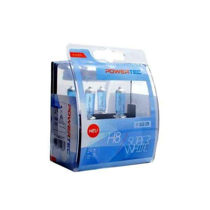 Powertec MTECPTZSW8-DUO Lámpara Halógena H8 Superwhite 12V 35W, 100% Más Luz, Efecto Blanco Puro (Pack Dúo)