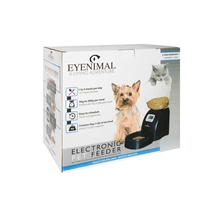 Eyenimal Dispensador automático de croquetas programable con pantalla LCD, 5 kg, para gatos y perros pequeños, negro, 45x20x47 cm 2