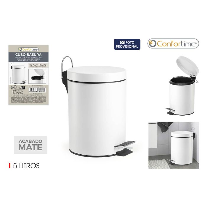 Confortime Cubo Basura Metal con Pedal 5 Litros Blanco 0 Confortime Cubo Basura Metal con Pedal 5 Litros Blanco 0
