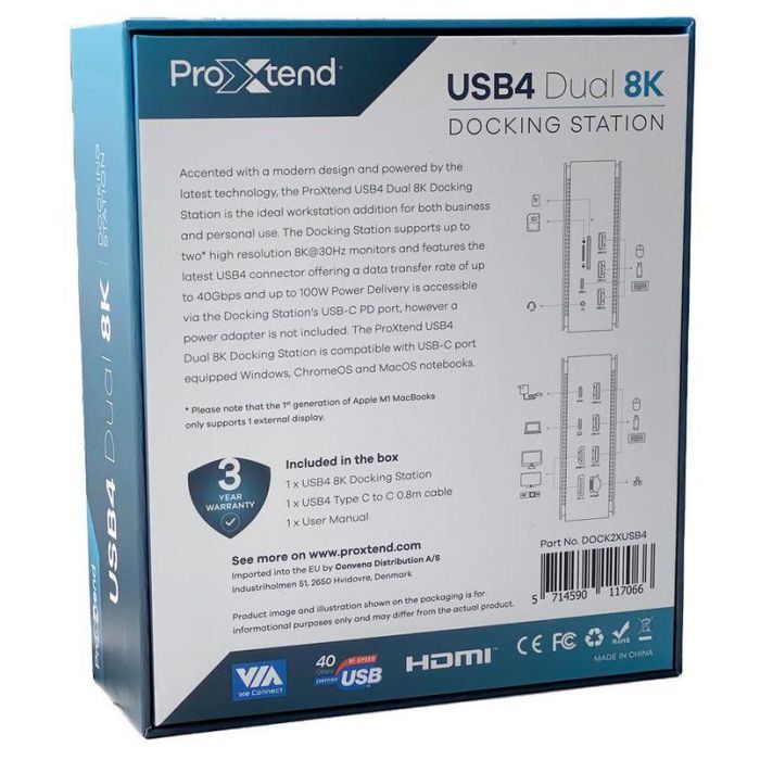 ProXtend USB4 Dual 8K Docking Station, Dark Silver 4 ProXtend USB4 Dual 8K Docking Station, Dark Silver 4