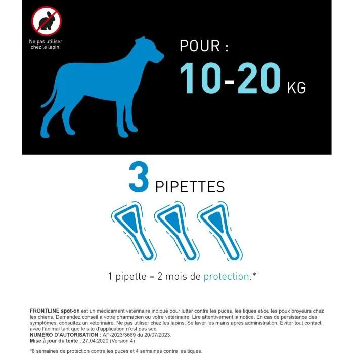Frontline FRO4064951022920 Pipetas Antiparasitarias para Perros de 10 a 20 kg - Pulgas, Garrapatas y Piojos 2