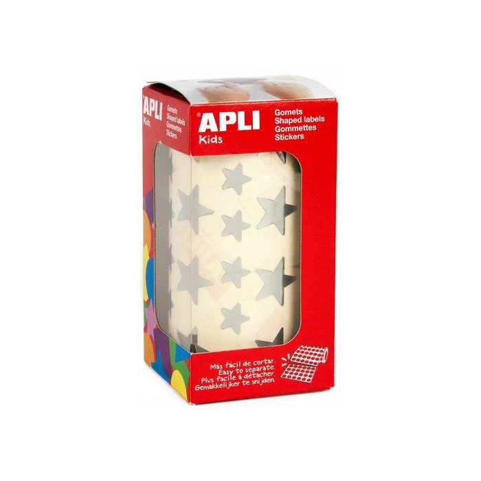 Apli Gomets Estrella 12,5 mm y 19,5 mm Rollo Plata Metalizado Adhesivo Permanente 2360 Unidades Apli Gomets Estrella 12,5 mm y 19,5 mm Rollo Plata Metalizado Adhesivo Permanente 2360 Unidades