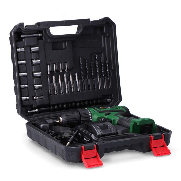 Koma Tools Taladro Atornillador 14.4V con Maletín, Juego de Puntas, Brocas y Luz LED 1 Koma Tools Taladro Atornillador 14.4V con Maletín, Juego de Puntas, Brocas y Luz LED 1