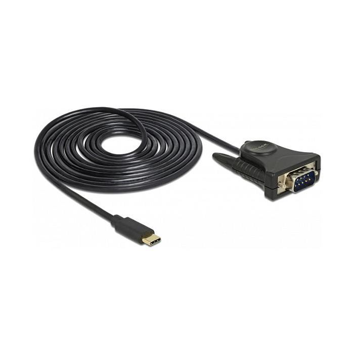 DeLOCK 62964 - Adaptador USB-C a RS-232 (Serie DB9), Macho a Macho, Negro, Cable 1.8 m 1