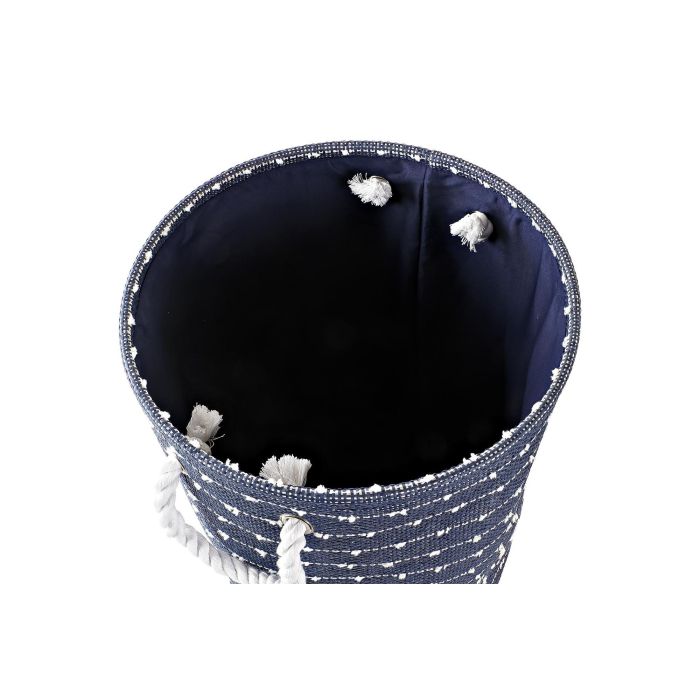 DKD Home Decor Cesta Azul Marino Blanco Poliéster Set de 2 Unidades 38 x 47 x 38 cm 3