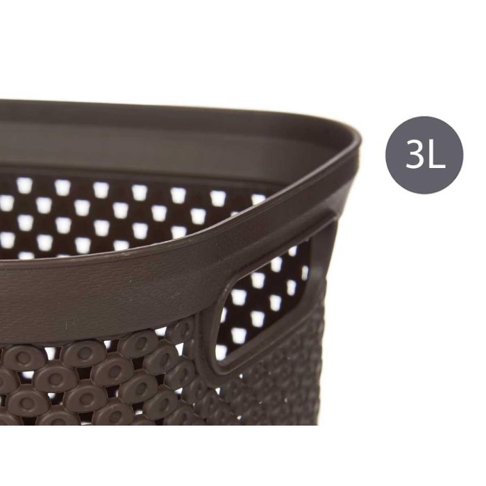 Cesto Organizador Plastico 3L Marron Kipit 16X12CM (24 Unidades) 3 Cesto Organizador Plastico 3L Marron Kipit 16X12CM (24 Unidades) 3