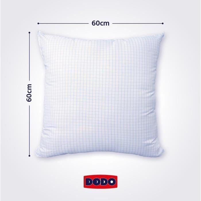 Almohada mediana DODO 60x60 cm - Protección antiinsectos y antiácaros - 550 gr - Blanco - Hecho en Francia 1