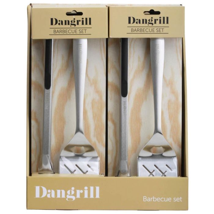 Dangrill Set Espátula y Pinzas BBQ Acero Inoxidable con Abridor, Medidas 45.3x9 cm y 40.5x3.3 cm 3