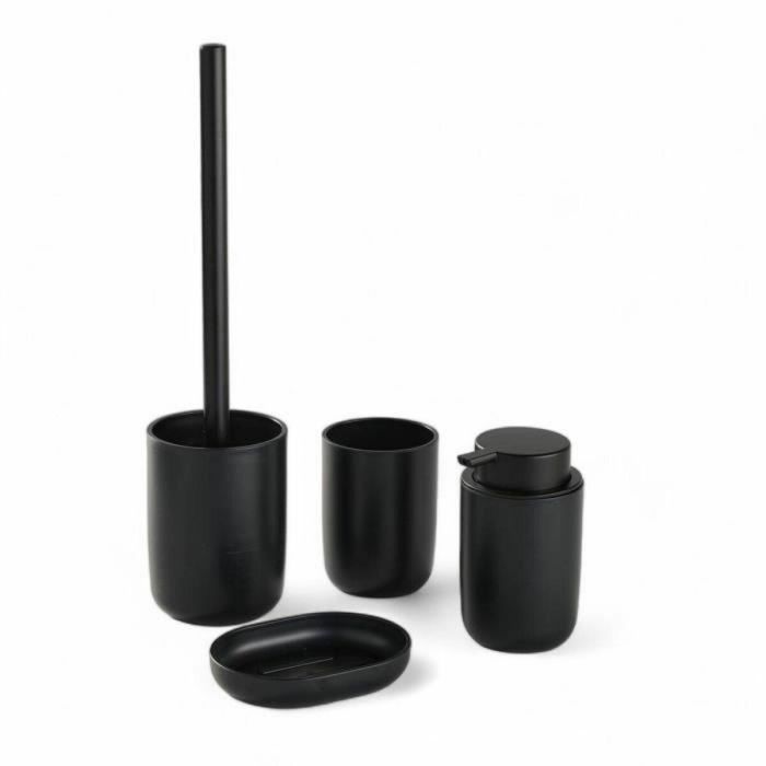 Today TOD3574641271350 - Juego de 4 accesorios de baño: vaso, dispensador de jabón, escobilla de baño - Negro