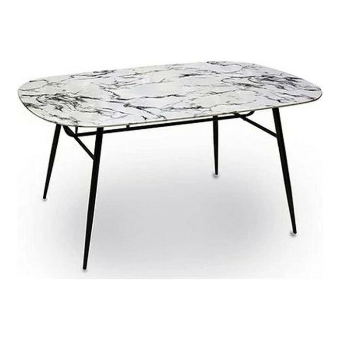 Mesa auxiliar Blanco Negro Metal Cristal Templado 90 x 76,5 x 160 cm