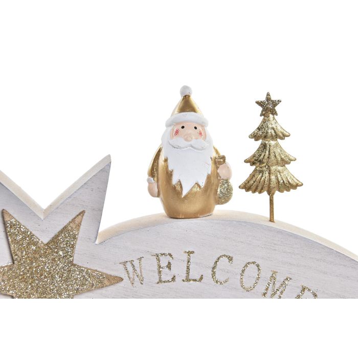 DKD Home Decor Adornos Decoración Navidad Moderna de Madera Blanco Dorado para Hogar - Juego de 4 Unidades (3x12.5x19.5 cm) 2 DKD Home Decor Adornos Decoración Navidad Moderna de Madera Blanco Dorado para Hogar - Juego de 4 Unidades (3x12.5x19.5 cm) 2