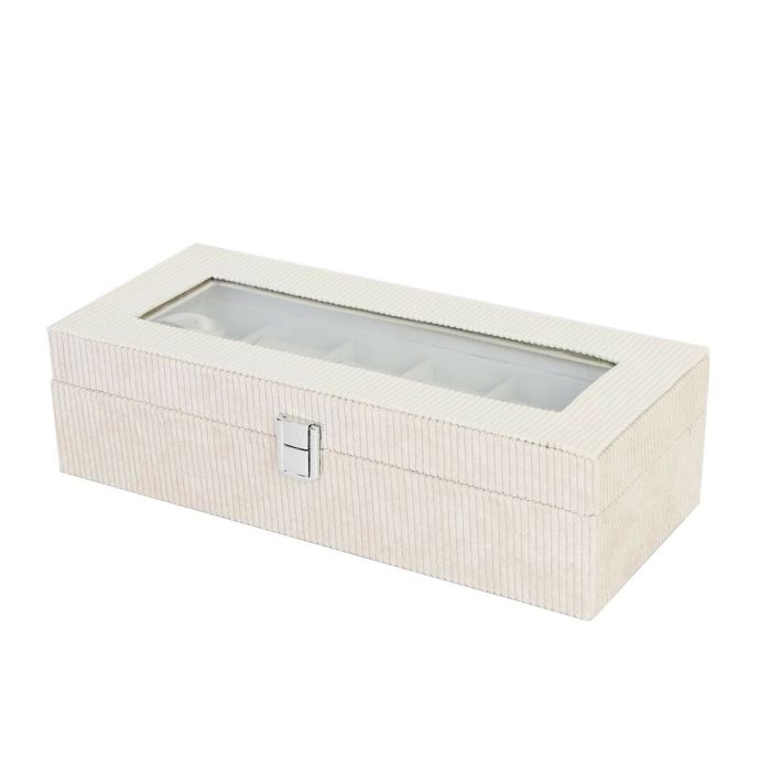 Caja para Relojes Versa Beige Poliéster 13,5 x 9 x 30,5 cm 1