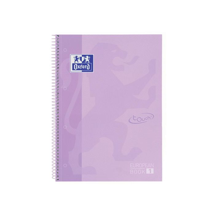 Cuaderno Espiral Oxford Ebook 1 School Touch Te Din A4+ 80 Hojas Cuadro 5 mm Con Margen Malva Pastel 5 unidades 1