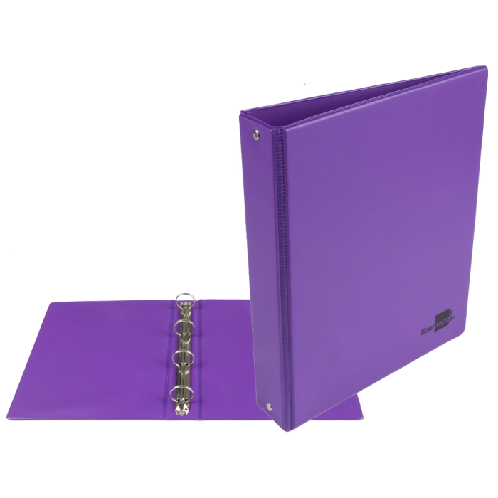Liderpapel Carpeta de 4 anillas 25 mm A5 de cartón forrado PVC violeta 1