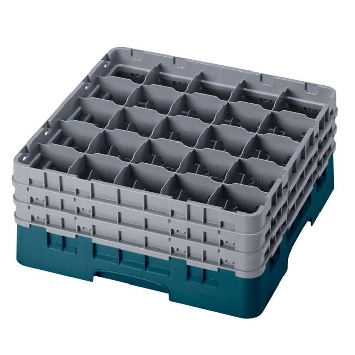 CAMBRO - 25S738-414 - Cesta de lavado 25 comp. 3 alturas - 8,7 cm Ø máx. - alt. máx. 20 cm - 50 x 50 x 22,5 cm - Cerceta