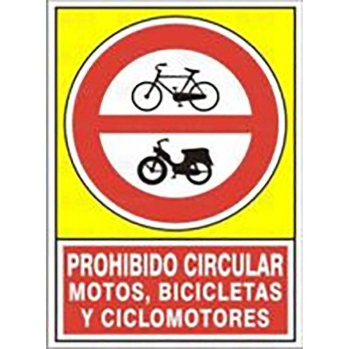 Señal 423 Alum.295X210''Pr.Cir.Moto.Bici'' Prohib.Circ.Motos, Bicletas Y Cliclomotores Duver Señal 423 Alum.295X210''Pr.Cir.Moto.Bici'' Prohib.Circ.Motos, Bicletas Y Cliclomotores Duver