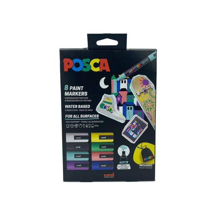 Marcador T.Opaca No Perm. Uni Posca 1.8-2.5Mm (Pc-5M) Estuche De 8 (Incluye Bolsa De Tela)