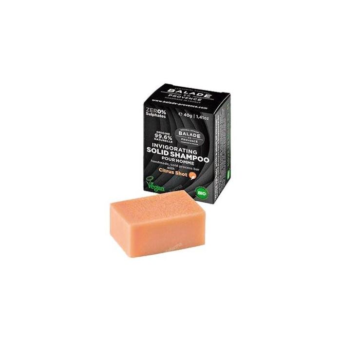 BALADE EN PROVENCE Champú Sólido Energizante Hombre Cítrico Bio 40g - Cabello Brillante y Limpio