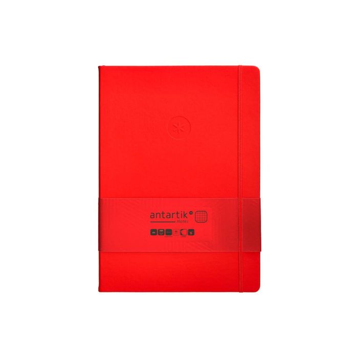 Cuaderno Con Gomilla Antartik Notes Tapa Dura A4 Hojas Cuadricula Rojo 100 Hojas 80 gr Fsc 1