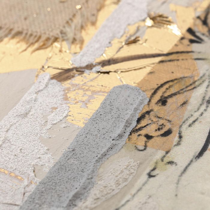 DKD Home Decor Cuadro Moderno Abstracto Pintado a mano Lienzo Pino Beige Dorado 120x90 cm Pack 2 Unidades 3