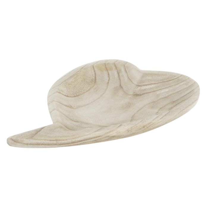 DKD Home Decor Centro de Mesa Tropical de Madera Paulownia Marrón Claro con Diseño de Corazón, 24 cm Largo x 35 cm Ancho x 4 cm Alto