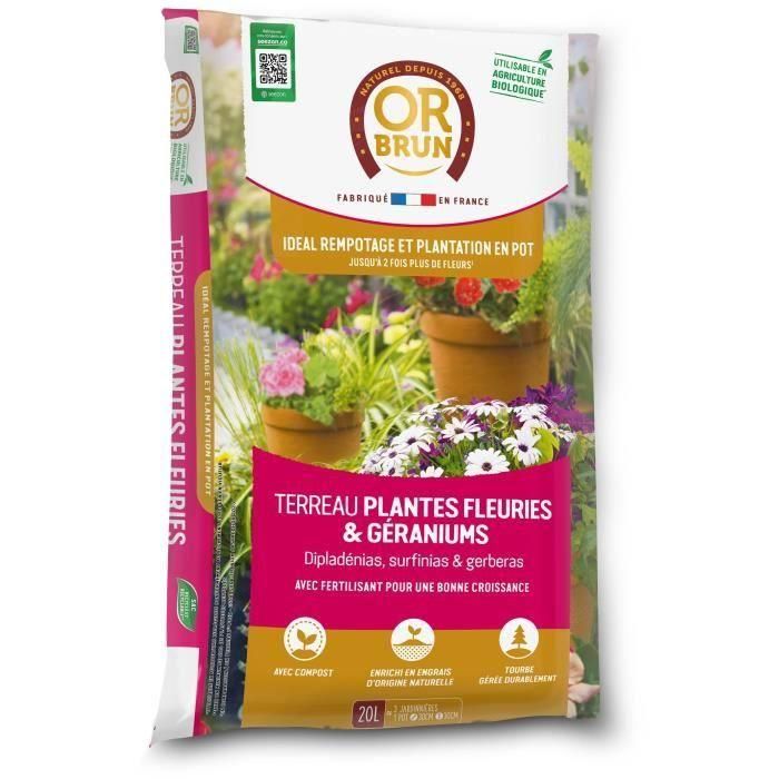 Tierra para plantas con flores y geranios - O MARRÓN - OBRTGER20N - 20 L