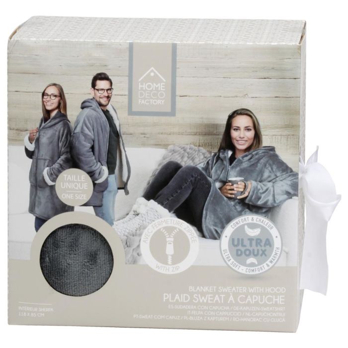 Home Deco Factory Sudadera con Bolsillo y Capucha Sweat Plaid, Ultra Suave, Confortable y Caliente, Talla Única, 118x85 cm 0 Home Deco Factory Sudadera con Bolsillo y Capucha Sweat Plaid, Ultra Suave, Confortable y Caliente, Talla Única, 118x85 cm 0