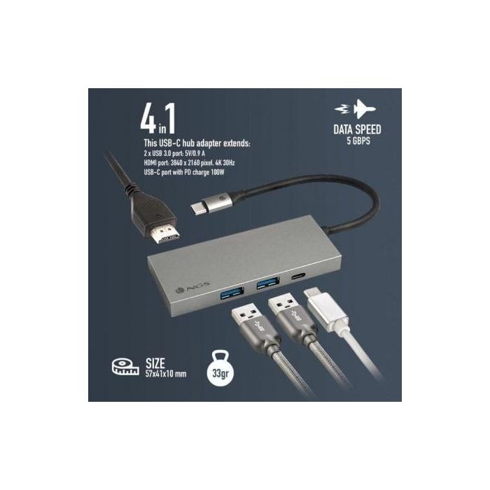 Docking USB Tipo-C NGS WonderDock4 Pro/ 2xUSB/ 1xUSB Tipo-C DP/ 1xHDMI 3 Docking USB Tipo-C NGS WonderDock4 Pro/ 2xUSB/ 1xUSB Tipo-C DP/ 1xHDMI 3