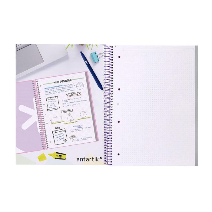 Cuaderno Espiral A4 Micro Antartik Dots Tapa Forrada 80H 90 gr Rayado Puntos 1 Banda 4 Taladros Rosa 7