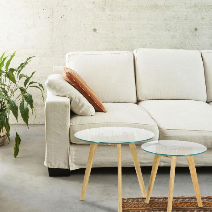 Home Deco Factory Juego de 2 Mesas Redondas de Cristal para Salón 4