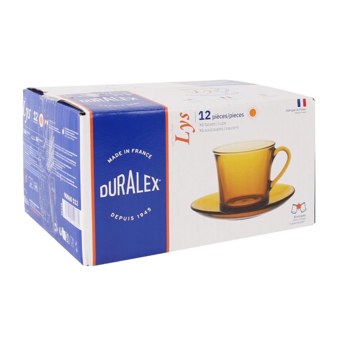 Duralex Set de 6 Tazas con Plato 18 cl Ámbar "Lys" - Vajilla de Vidrio Resistente (8 Cajas) 5