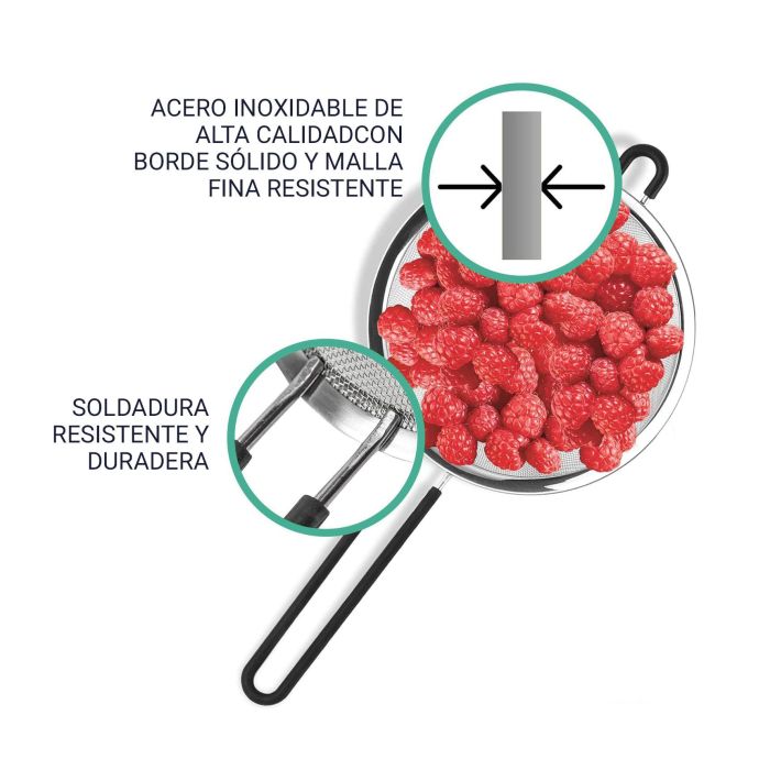 Colador de acero con mango soft 10 cm - Quttin (24 Unidades) 12 Colador de acero con mango soft 10 cm - Quttin (24 Unidades) 12