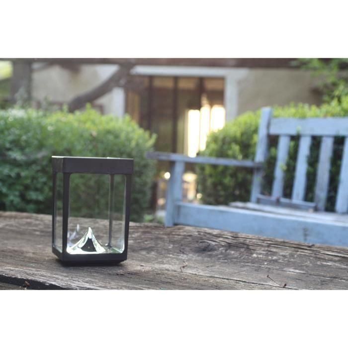 Mini portavelas solar de mesa - Paredes de cristal - Negro 1 Mini portavelas solar de mesa - Paredes de cristal - Negro 1