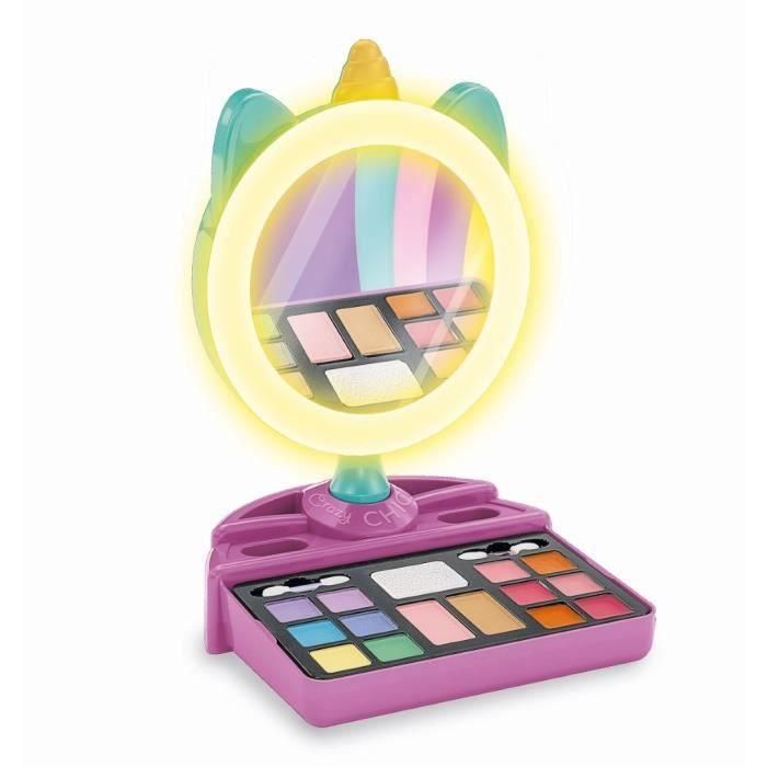 CLEMENTONI - Espejo de maquillaje Unicornio - Aro de luz - Maquillaje y complementos para cabello y uñas - A partir de 7 años 1