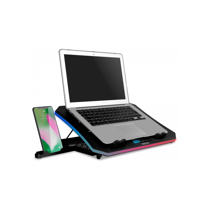 Krom Soporte Refrigerante Portátil NXKROMKOOLER Base Refrigeradora RGB para Portátiles hasta 19" con 6 Ventiladores y Iluminación LED 5