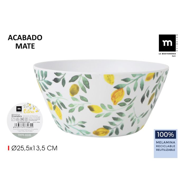 La Mediterranea Ensaladera Melamine Citrus 25.5 x 13.5 cm (8 Unidades) La Mediterranea Ensaladera Melamine Citrus 25.5 x 13.5 cm (8 Unidades)