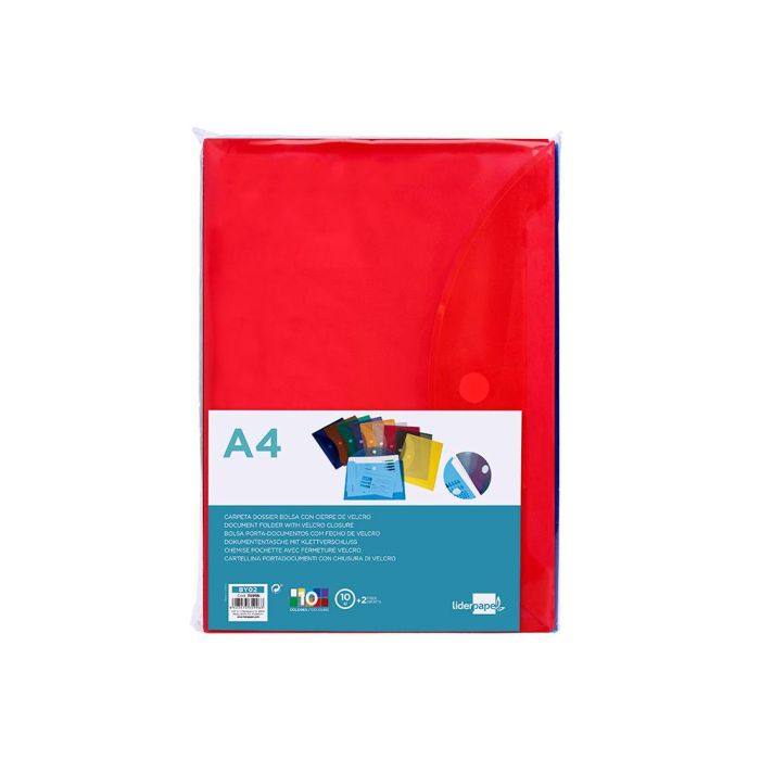 Carpeta Liderpapel Dossier A4 Cierre De Velcro Colores Surtidos Pack 10+2 gratis 6