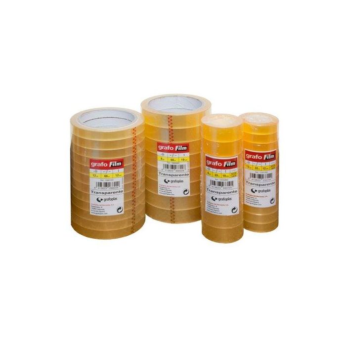Cinta Adhesiva Grafofilm Transparente Rollo 33X19 (Set de 8)