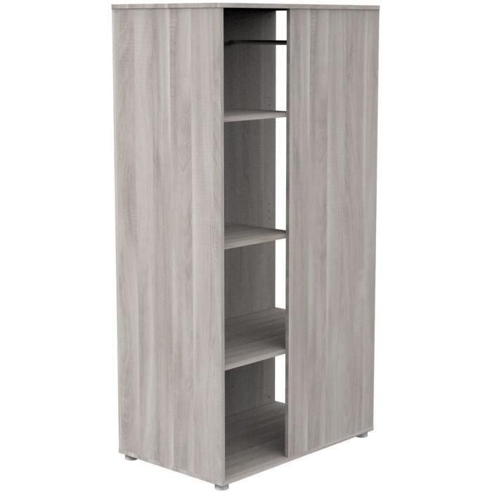 Mueble de almacenaje infantil - Roble color piedra - Con estantes y armario - Decoración en madera - Babyprice Up 1